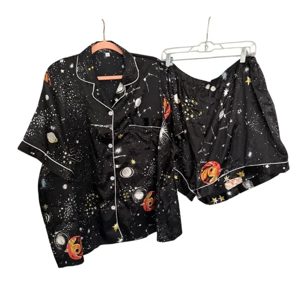 Lot of 2 Women’s Pajama Sets Size 5X Animal & Space Print